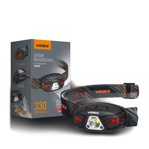 Ліхтарик LED налобний 330Lm 5000К чорний VLF-H015 Videx - зображення 4