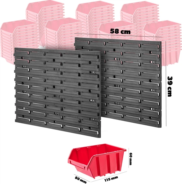 Tablica warsztatowa Kadax Lokke K7717 58 x 78 cm 70 elementów Czerwona (5903699468692) - obraz 6