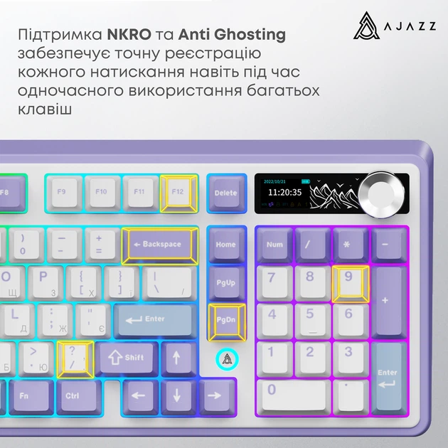 Бездротова механічна клавіатура Ajazz AK980 V2 Maillard Switch White (AK980-V2-M-PWB) - Фото 14 Бездротова механічна клавіатура Ajazz AK980 V2 Maillard Switch White (AK980-V2-M-PWB) - зображення 14