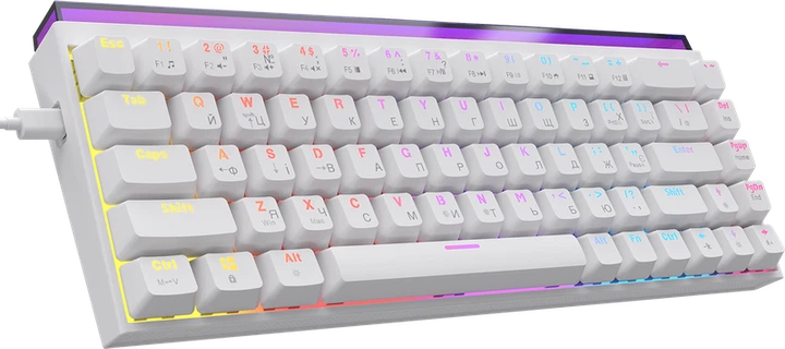 Дротова механічна клавіатура Ajazz NK68 Red switches White (NK68-R-W) - Фото 3 Дротова механічна клавіатура Ajazz NK68 Red switches White (NK68-R-W) - изображение 3