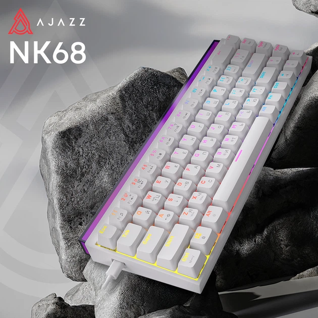 Дротова механічна клавіатура Ajazz NK68 Red switches White (NK68-R-W) - Фото 6 Дротова механічна клавіатура Ajazz NK68 Red switches White (NK68-R-W) - изображение 6