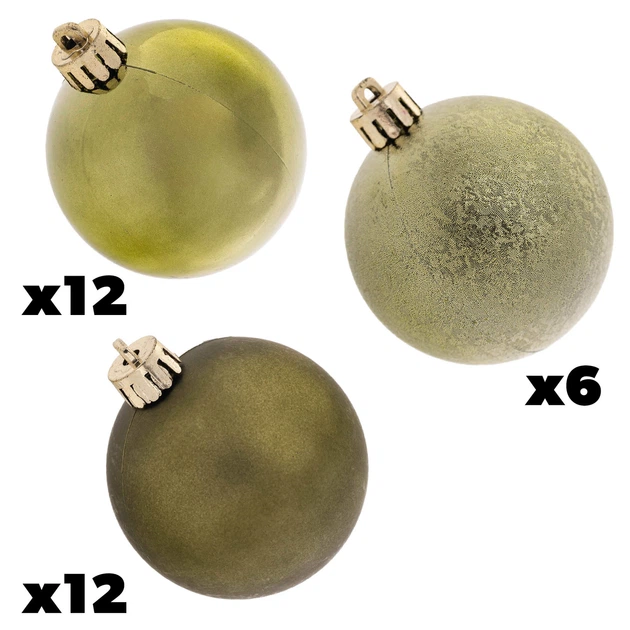 Набір ялинкових прикрас Kadax Pons 6 см 30 шт Оливковий K11238 (5906638309292) - зображення 7