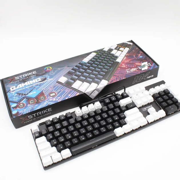Механічна ігрова клавіатура XSTRIKE X-1010 PRO USB з RGB-підсвіткою, червоні свічі, 104 клавиши, 26 клавіш Anti-Ghosting, повнорозмірна - зображення 6