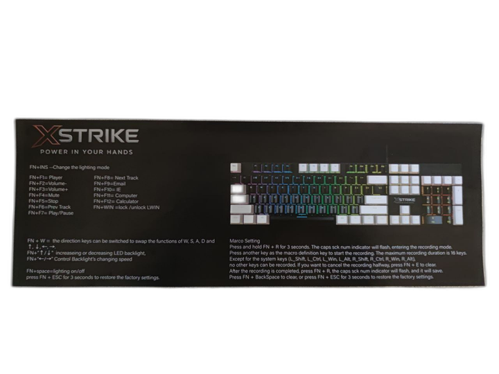 Механічна ігрова клавіатура XSTRIKE X-1010 PRO USB з RGB-підсвіткою, червоні свічі, 104 клавиши, 26 клавіш Anti-Ghosting, повнорозмірна - зображення 11