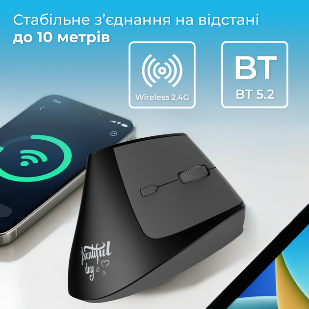 Миша Ajazz i300 Wireless/Bluetooth Black (i300-B) - зображення 7