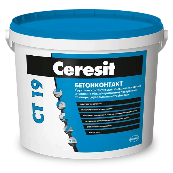 Грунт бетонконтакт Ceresit CT-19 7,5 кг - Фото 1 Грунт бетонконтакт Ceresit CT-19 7,5 кг - изображение 1