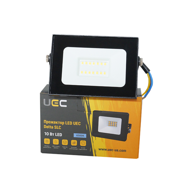 Прожектор LED 10W 230V 800lm 6500K 103x82x30mm чорний [SLC-10-IP65-0-B] Delta SLC UEC - зображення 2
