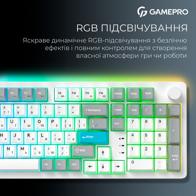 Клавиатура беспроводная GamePro Asgard Drakkar Keychron Super Red Switch White (MK305WH) 325401 - изображение 3