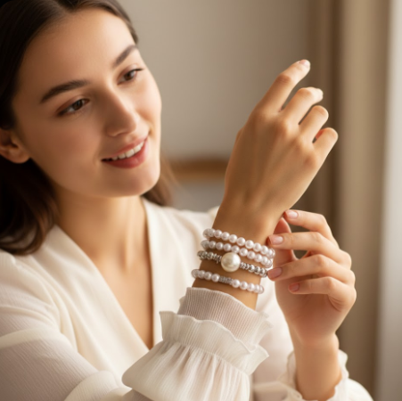 Багатошаровий браслет на руку, білий із сріблом, 5 шарів, 18 см Fashion Jewelry (II) 34007 - Фото 3 Багатошаровий браслет на руку, білий із сріблом, 5 шарів, 18 см Fashion Jewelry (II) 34007 - зображення 3