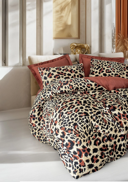 Постільна білизна євро розмір Cotton Box Lux Satin Leoluxe Kiremit - Фото 1 Постільна білизна євро розмір Cotton Box Lux Satin Leoluxe Kiremit - зображення 1