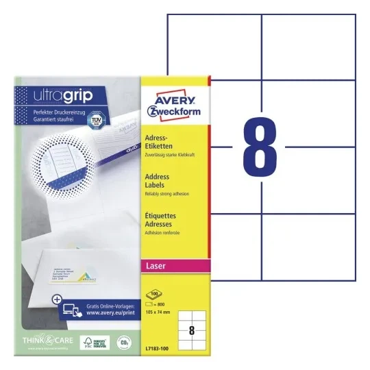 Самоклеючі етикетки Avery Paper A4 105×74 мм Прямокутні Білі 800 шт. L7183-100 (4004182770085) - зображення 3