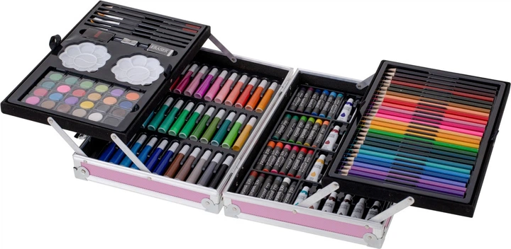 Zestaw artystyczny KIK do malowania w walizce 145 el. Różowy KX5353 (5903039730397) - obraz 2