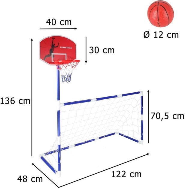 Bramka piłkarska KIK 2 w 1 z tablicą do koszykówki KX3001 (5903039768246) - obraz 7