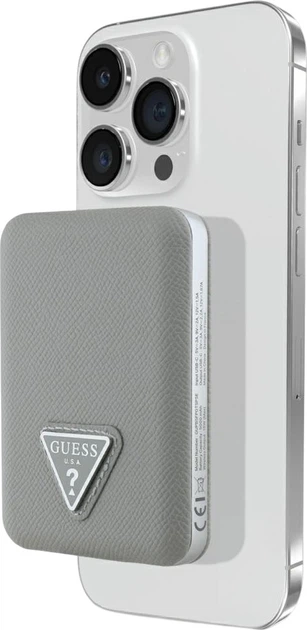 Powerbank Guess Grained Triangle USB-C MagSafe 5000 mAh 20W Beige (3666339310523) - obraz 4