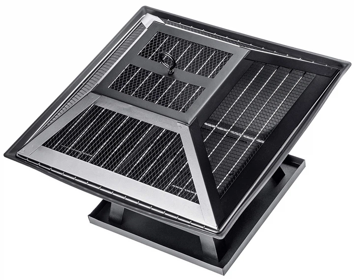 Palenisko ogrodowe Kadax Liglet z pokrywą i rusztem stalowe 46 x 46 cm Czarne (5906638309902) - obraz 4