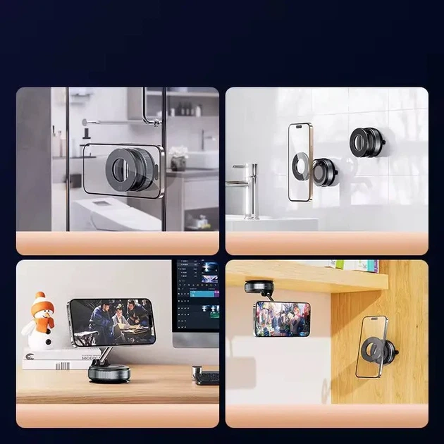Вакуумный магнитный держатель для телефона MagSafe на присоске 360° - Фото 5 Вакуумный магнитный держатель для телефона MagSafe на присоске 360° - изображение 5