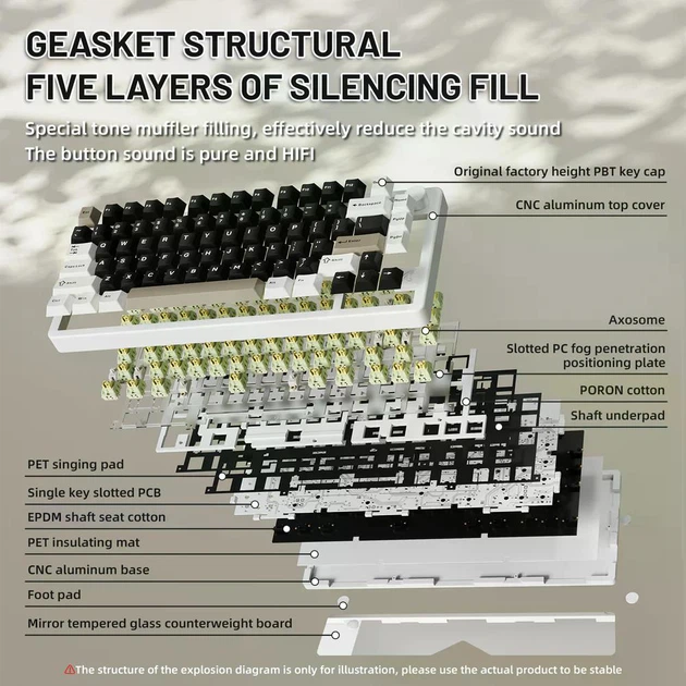 Механічна бездротова (Bluetooth + 2,4G) клавіатура з HOT SWAP Attack SHARK X86 Full Aluminum, 82 key PBT, RGB, Win,Mac OS, УКР та АНГЛ, Milk White (X86MW) - Фото 6 Механічна бездротова (Bluetooth + 2,4G) клавіатура з HOT SWAP Attack SHARK X86 Full Aluminum, 82 key PBT, RGB, Win,Mac OS, УКР та АНГЛ, Milk White (X86MW) - изображение 6