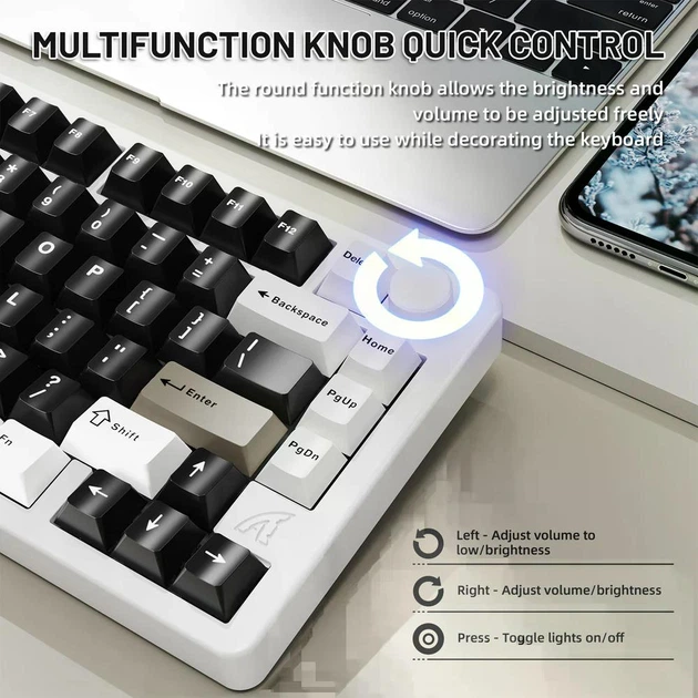 Механічна бездротова (Bluetooth + 2,4G) клавіатура з HOT SWAP Attack SHARK X86 Full Aluminum, 82 key PBT, RGB, Win,Mac OS, УКР та АНГЛ, Milk White (X86MW) - Фото 8 Механічна бездротова (Bluetooth + 2,4G) клавіатура з HOT SWAP Attack SHARK X86 Full Aluminum, 82 key PBT, RGB, Win,Mac OS, УКР та АНГЛ, Milk White (X86MW) - изображение 8