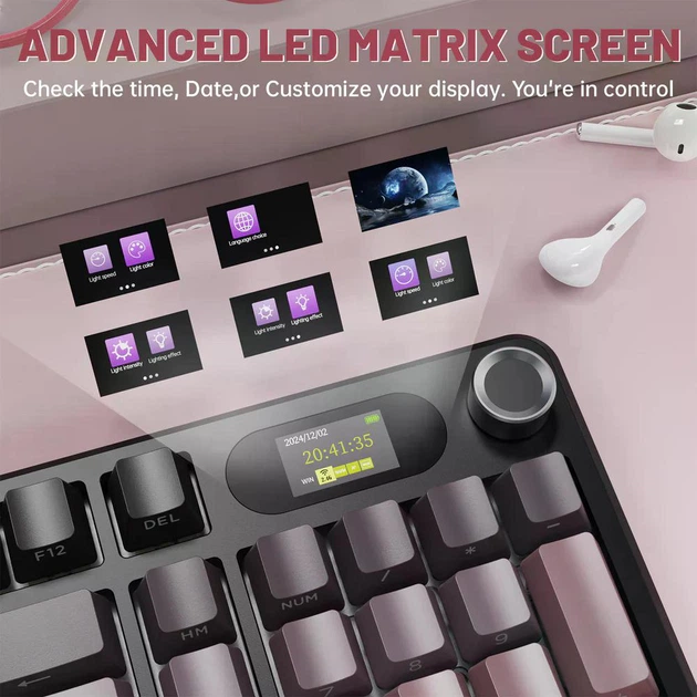 Механічна бездротова (Bluetooth + 2,4G) клавіатура з HOT SWAP Attack SHARK X98PRO, RGB, Win/Mac OS, УКР/АНГЛ, Pink (X98PROPINK) - зображення 9