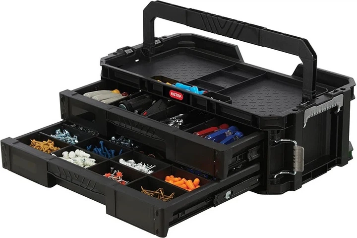 Regał warsztatowy Keter 250037 2-szufladowy Connect Czarny (7290112635082) - obraz 3