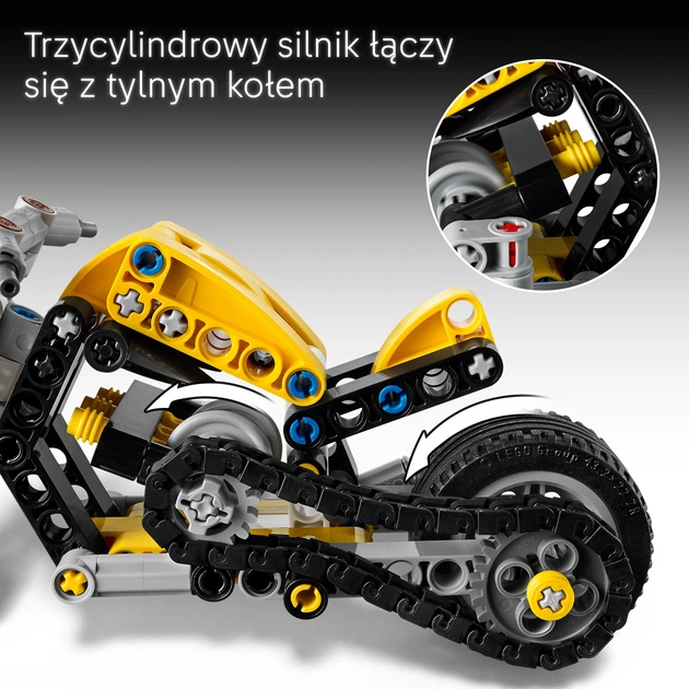 Zestaw klocków LEGO Technic Żółty motocykl 151 element (42225) - obraz 5