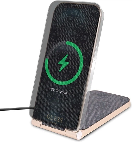 Бездротовий зарядний пристрій Guess 4G Pattern 2-in-1 MagSafe 15W Black (GUDCFAL4PEGK) - зображення 3