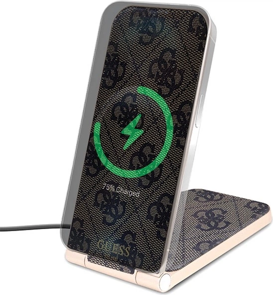 Бездротовий зарядний пристрій Guess 4G Pattern 2-in-1 MagSafe 15W Brown (GUDCFAL4PEGW) - зображення 3