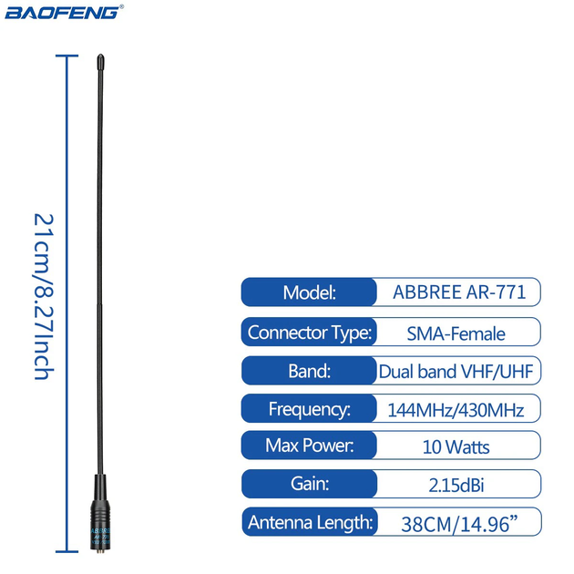 Антенна для рации Baofeng ABBREE AR-771 SMA - изображение 8