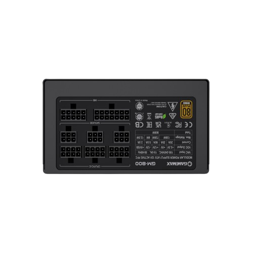 Блок питания GameMax GM‑800 800W ATX модульный 80 Plus Bronze 140 мм вентилятор Black - изображение 4