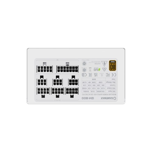 Блок живлення GameMax GM‑800 800W ATX модульний 80 Plus Bronze 140 мм вентилятор White - зображення 3