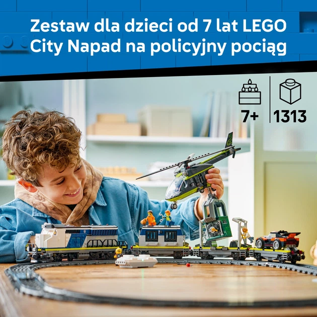 Zestaw klocków LEGO City Napad na policyjny pociąg 1313 elementów (60508) - obraz 3