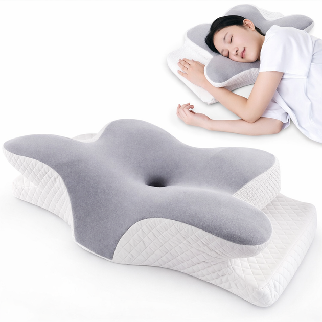 Ортопедична подушка «Метелик» Memory Foam 50×30 см, анатомічна подушка під шию з ефектом пам'яті - Фото 3 Ортопедична подушка «Метелик» Memory Foam 50×30 см, анатомічна подушка під шию з ефектом пам'яті - изображение 3