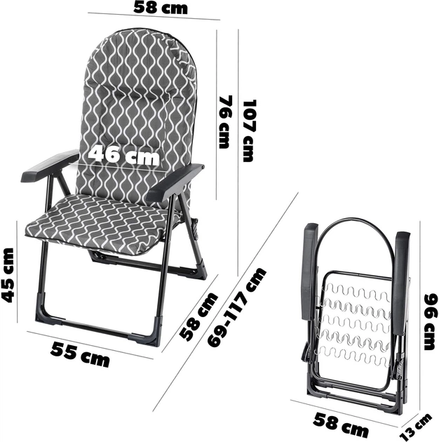 Krzesło ogrodowe Kadax Soller K8592 116 x 70 cm Szare romby (5903699479414) - obraz 12