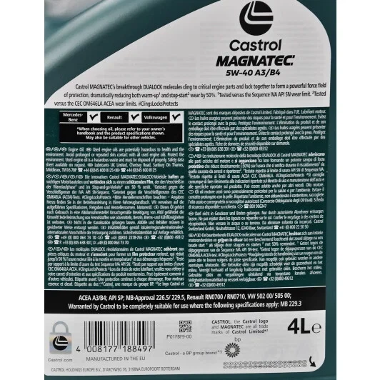 Олива моторна Castrol Magnatec A3/B4 5W-40 (4л.) - изображение 3