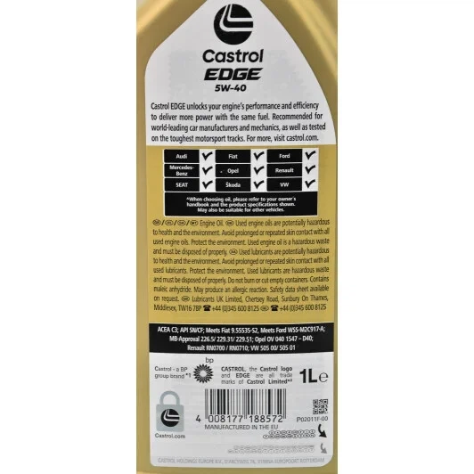 Олива моторна Castrol EDGE 5W-40 (1л.) - зображення 3