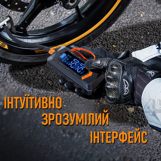Універсальний бездротовий компресор-насос з акумулятором і LED-дисплеєм HW01 5000 мА/год | 150 PSI | підтримка PSI / BAR / KPA / KG/CM² | Для авто, мотоцикла, велосипеда, м'ячів - Фото 8 Універсальний бездротовий компресор-насос з акумулятором і LED-дисплеєм HW01 5000 мА/год | 150 PSI | підтримка PSI / BAR / KPA / KG/CM² | Для авто, мотоцикла, велосипеда, м'ячів - зображення 8