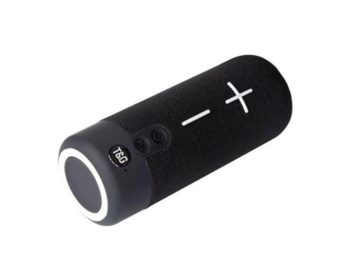 Портативная беспроводная Bluetooth-колонка TG-619C с мощным звучанием LED-подсветкой и ремешком для переноски Черный - изображение 3