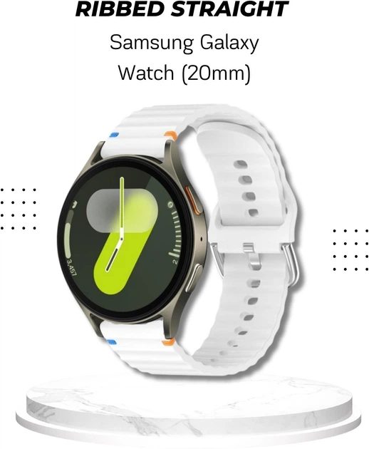 Ремешок BeCover Ribbed Straight 20mm для Samsung Galaxy Watch 7 40/44mm/7 FE/6/6 Classic/5/5 Pro/4/4 Classic/Watch 3 41mm White (BC_714853) - изображение 5