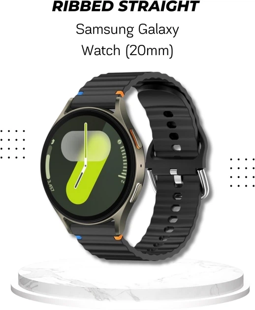 Ремешок BeCover Ribbed Straight 20mm для Samsung Galaxy Watch 7 40/44mm/7 FE/6/6 Classic/5/5 Pro/4/4 Classic/Watch 3 41mm Black (BC_714840) - изображение 6
