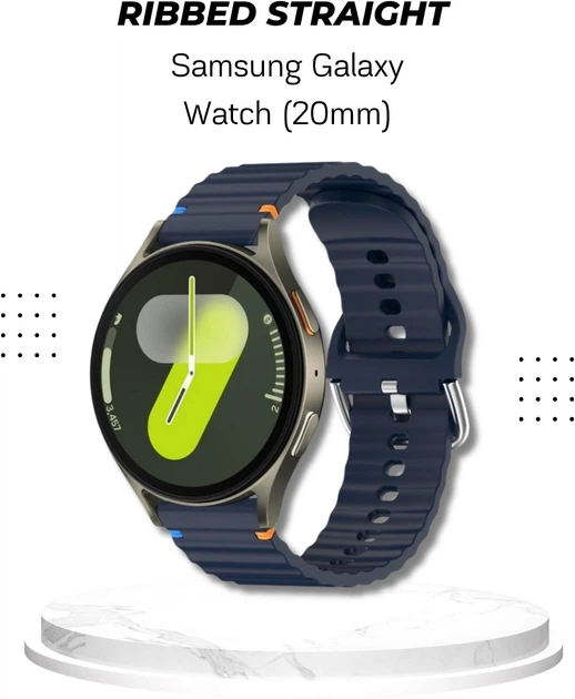 Ремешок BeCover Ribbed Straight 20mm для Samsung Galaxy Watch 7 40/44mm/7 FE/6/6 Classic/5/5 Pro/4/4 Classic/Watch 3 41mm Deep Blue (BC_714843) - изображение 5