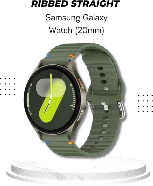 Ремешок BeCover Ribbed Straight 20mm для Samsung Galaxy Watch 7 40/44mm/7 FE/6/6 Classic/5/5 Pro/4/4 Classic/Watch 3 41mm Khaki (BC_714846) - изображение 5