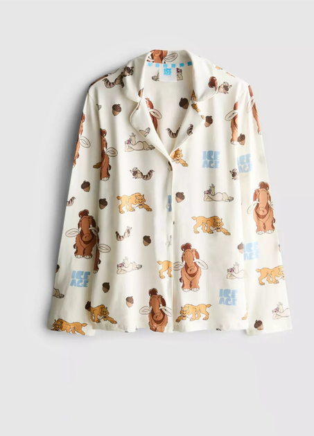 Пижамная рубашка Primark Cosy Printed Boyfriend Pyjamas XL Для дома и сна Молочный (8821) - Фото 4 Пижамная рубашка Primark Cosy Printed Boyfriend Pyjamas XL Для дома и сна Молочный (8821) - изображение 4