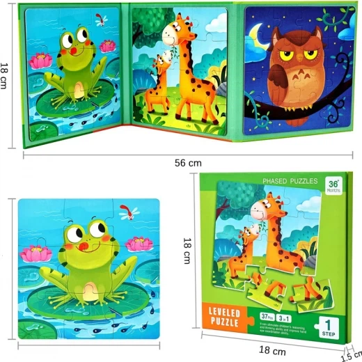 Магнітний пазл-книжка 3-в-1 Leveled Puzzle: Тварини - изображение 8