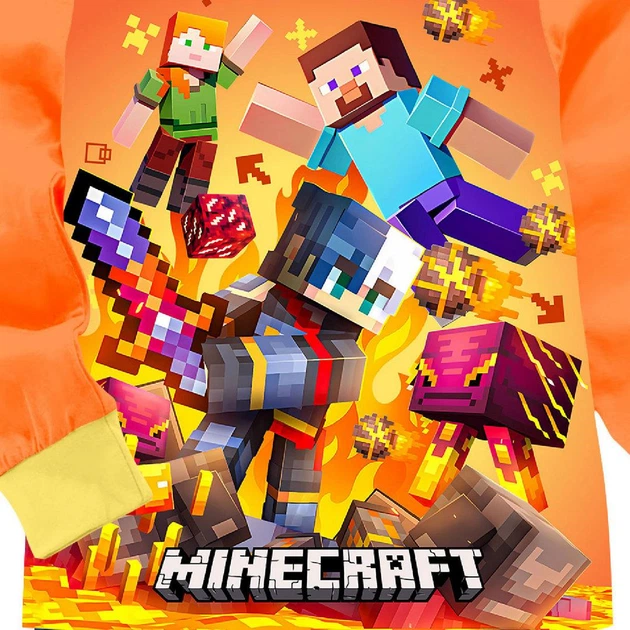 Детская пижама для мальчиков Майнкрафт Minecraft 8 | светится в темноте | 10 года рост 134-140см | цвет оранжевый - изображение 2