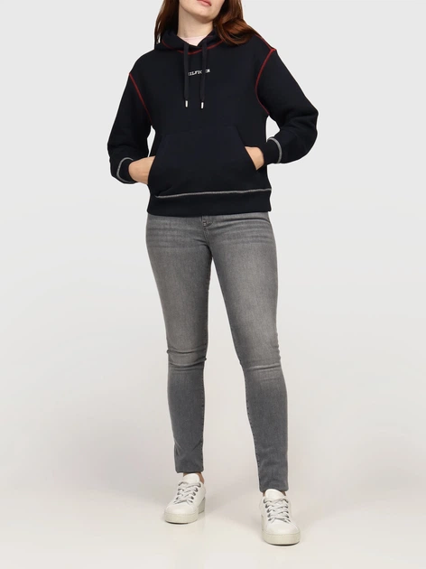 Bluza damska z kapturem kangurka Tommy Hilfiger WW0WW42424-DW5 M Granatowa (8720636763538) - obraz 3