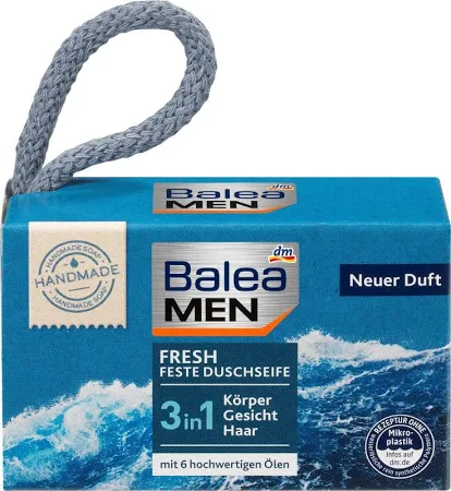 Твердое мыло-душ 3 в 1 Balea MEN Fresh (Для тела, лица и волос), 100 г - изображение 2