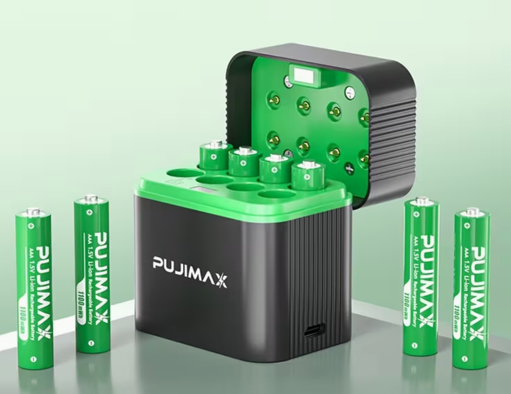 Аккумуляторные батарейки набор 4AAА+4AA в зарядном боксе 1100mWh Li-Ion 1.5v мизинчиковые и 4255mWh Li-Ion 1.5v пальчиковые аккумуляторы с зарядкой кейс Pujimax (4+4)шт - изображение 2