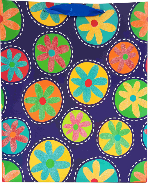 Zestaw torebek prezentowych Jupiter brokatowa w kwiatki 42 x 31 x 5 cm 12 szt (5907489004350) - obraz 3