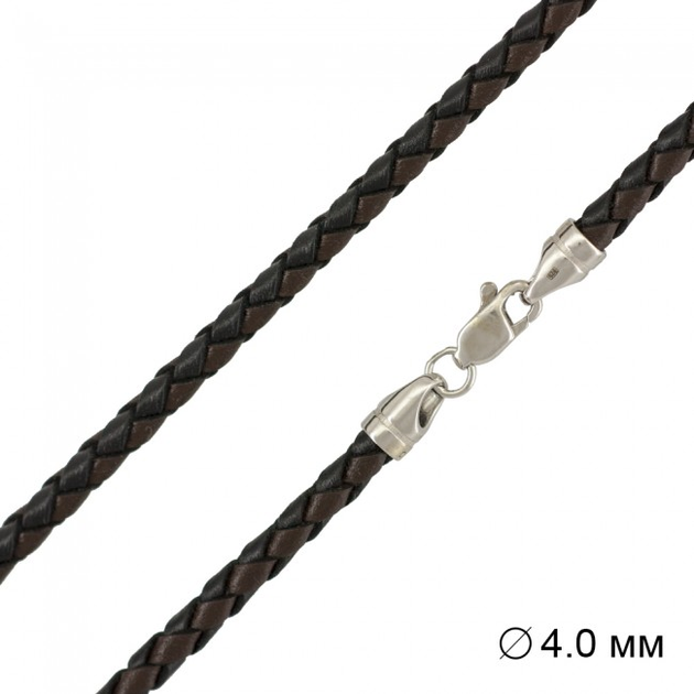 Плетёный Кожаный  на шею Jewel-case Плетеная кожа 4.0 мм | Черно .