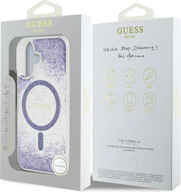 Панель Guess Resin Gradient Glitter MagSafe для Apple iPhone 16 Purple (GUHMP16SRGRGEU) - зображення 8